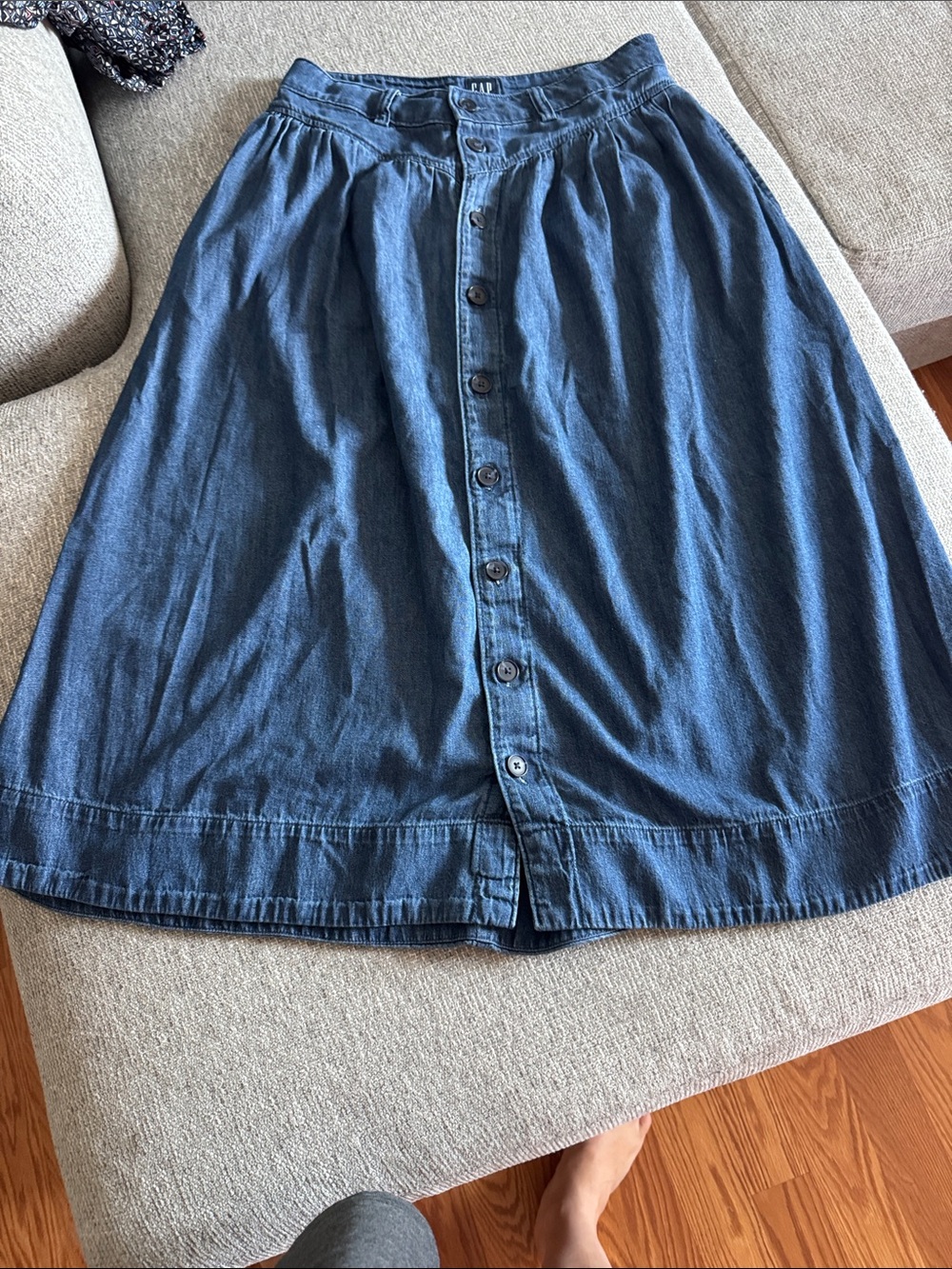 GAP Button-Front A-Line Denim Skirt - Blue